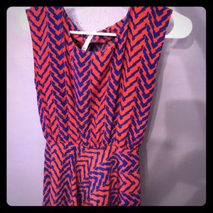 Red-orange and Royal blue top